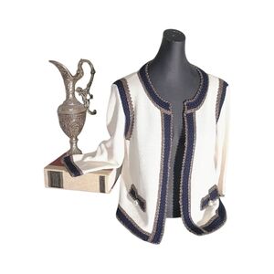 St. John Couture Cream and Navy Jacket